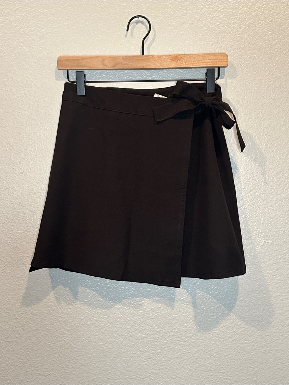 Nasty Gal Black Mini Wrap Skirt with Side Tie Detail